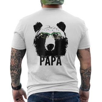 Papa Bear Grizzly Bear With Glasses Dad Daddy Bears Mens Back Print T-shirt | Mazezy