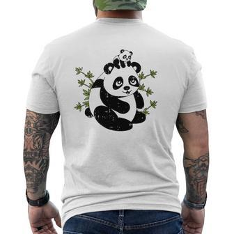 Papa Bear Panda Dad Baby Daddy Tee Cute Father's Day Mens Back Print T-shirt | Mazezy