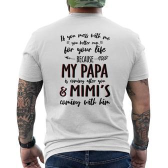 My Papa And Mimi Mess With Me Pun For Dad Mens Back Print T-shirt - Seseable