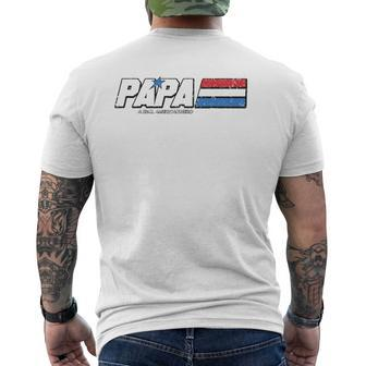 Papa A Real American Hero Father's Day Mens Back Print T-shirt | Mazezy