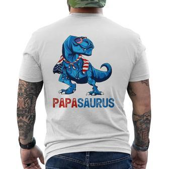 Papasaurusrex Dinosaur Papa Saurus 4Th Of July Men Daddy Mens Back Print T-shirt | Mazezy