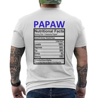 Papaw Nutritional Facts Dad Christmas For Dad Good For Dad Mens Back Print T-shirt - Seseable