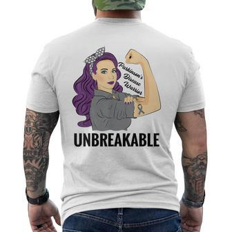 Parkinson's Disease Warrior Unbreakable Pd Awareness Men's T-shirt Back Print - Thegiftio UK