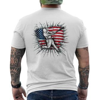 Patriotic Baseball 4Th Of July Us American Flag Boys Vintage Men's T-shirt Back Print - Monsterry AU