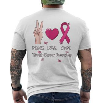 Peace Love Cure Breast Cancer Awareness Pink Ribbon 2023 Men's T-shirt Back Print - Monsterry UK