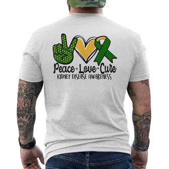 Peace Love Cure Kidney Disease Awareness March Green Ribbon Men's T-shirt Back Print - Monsterry AU