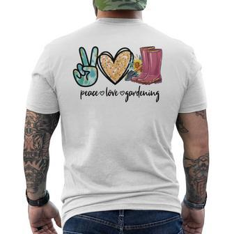 Peace Love Gardening Tools Flowers Garden Lover Fun Gardener Men's T-shirt Back Print - Seseable