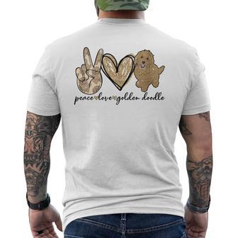 Peace Love Golden Doodle Dog Pet Lovers Doodle Dog Men's T-shirt Back Print - Monsterry