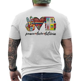 Peace Love Lottery Mexican Bingo Cards Latina Power Mexicana Men's T-shirt Back Print - Monsterry