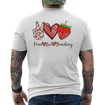Peace Love Strawberry It's A Berry Good Time Fruits Heart Men's T-shirt Back Print - Monsterry