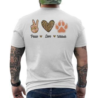 Peace Love Wildcats Leopard Wild Cats Animals Lovers Men Men's T-shirt Back Print - Monsterry