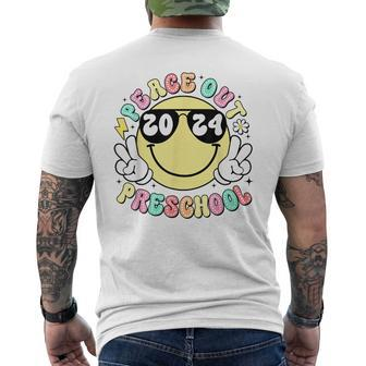 Peace Out Preschool Retro Smile Last Day Of School 2024 Men's T-shirt Back Print - Monsterry UK