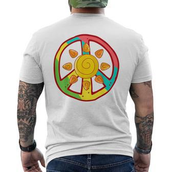 Peace Sign Love Ancient Aztec Sun Tie Dye Hippie T Men's T-shirt Back Print - Monsterry DE