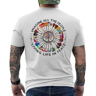 All The People Imagine Living Life In Peace Men's T-shirt Back Print - Monsterry