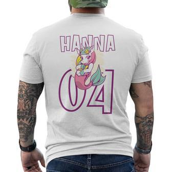 Personalisiertes Einhorn-Geburtstagsshirt Hanna 04, Weiß mit Name & Zahl Kurzärmliges Herren-T-Shirt - Seseable