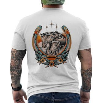 Pharaoh's Horses Vintage Traditional Tattoo Artist Flash Ink Men's T-shirt Back Print - Monsterry AU