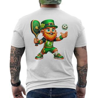 Pickleball Leprechaun St Patrick's Day Pickleball Player Men's T-shirt Back Print - Thegiftio