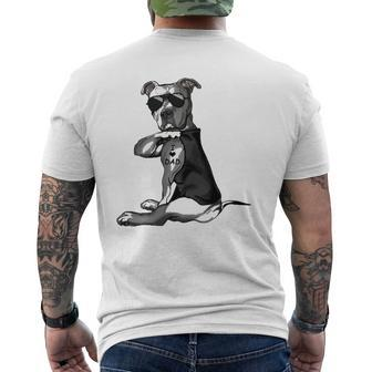 Pitbull Dog Tattoo I Love Dad Father's Day Mens Back Print T-shirt | Mazezy