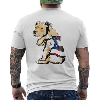 Pitbull Dog Tattoo I Love Dad Mens Back Print T-shirt | Mazezy
