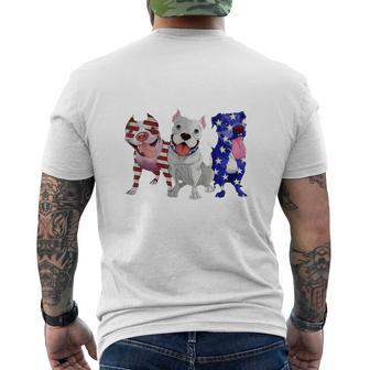 Pitbull Red White Blue Stars American Flag 4Th Of July Shirt Mens Back Print T-shirt - Thegiftio UK