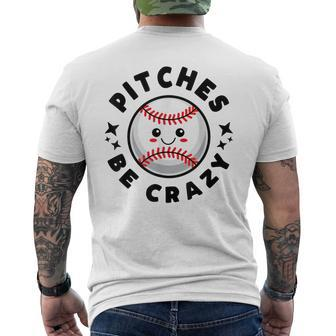 Pitches Be Crazy Kawaii Baseball Softball Men's T-shirt Back Print | Mazezy DE