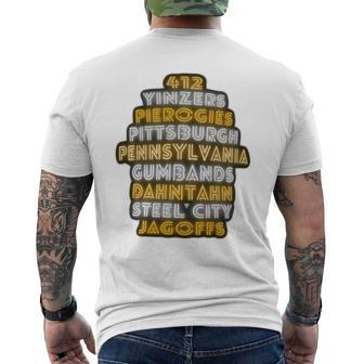 Pittsburgh 412 Jagoffs Yinzers Sl City Retro Men's T-shirt Back Print - Monsterry