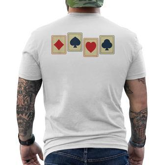 Poker Playing Cards Four Aces Spade Diamond Clover Heart Men's T-shirt Back Print - Monsterry AU