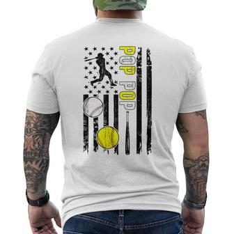 Pop Pop American Flag Baseball Softball Pop Pop Grandpa Men's T-shirt Back Print - Monsterry AU