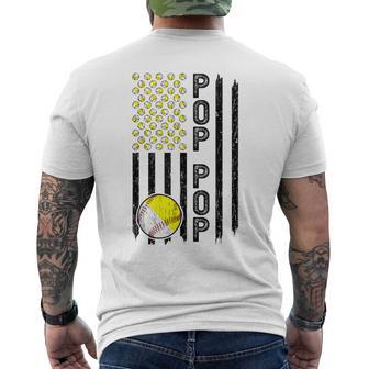 Pop Pop American Flag Softball Baseball Pop Pop Grandpa Men's T-shirt Back Print - Monsterry CA