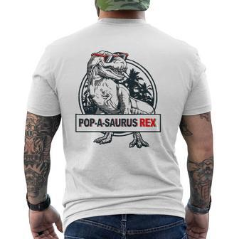 Popasaurus Rex Papa Grandpa Dinosaur Father's Day Mens Back Print T-shirt | Mazezy