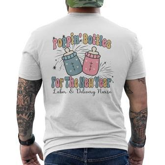Poppin' Bottles For The New Year 2024 Labor And Delivery Men's T-shirt Back Print - Thegiftio UK
