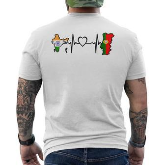 Portugal India Flag Portuguese Indian Heartbeat Men's T-shirt Back Print - Monsterry