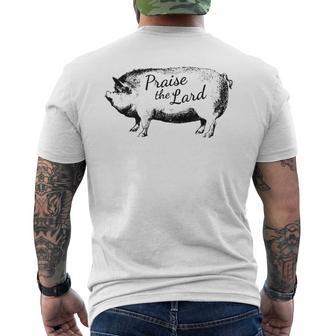 Praise The Lard Bbq Pig Men's T-shirt Back Print - Monsterry