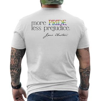 More Pride Less Prejudice Jane Austen Lgbt Fun Gay Lit Meme Men's T-shirt Back Print - Monsterry DE