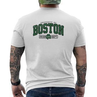 Property Of Boston Irish Dept Green Mens Back Print T-shirt - Thegiftio