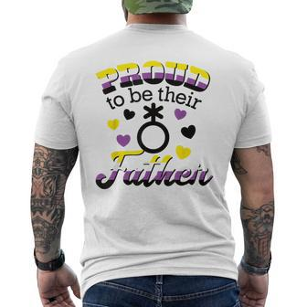 Proud Dad Non Binary Child Lgbtq Flag No Gender Parent Ally Men's T-shirt Back Print - Monsterry CA