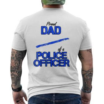 Proud Dad Of A Police Officer Blue Line Law Enforcement Mens Back Print T-shirt | Mazezy