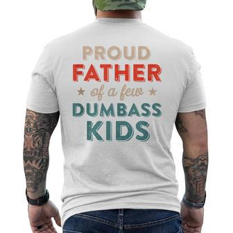 Proud Father Of Dumbass Kid Retro Dad For Fathers Day Men's T-shirt Back Print - Seseable