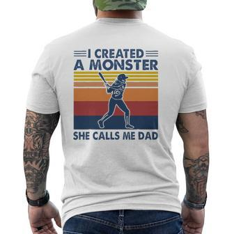Proud Softball Dad I Created A Monster She Calls Me Dad Mens Back Print T-shirt | Mazezy AU