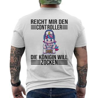 Ps5 Console Gamer Zocken Reichmir Den Controller Queen Going T-Shirt mit Rückendruck - Seseable