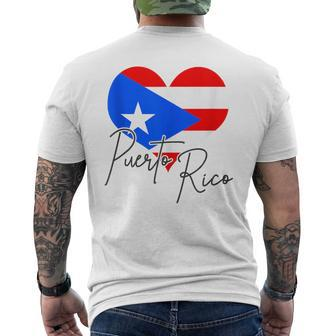 Puerto Rico Flag Heart Cute Puerto Rican Pride Souvenir Men's T-shirt Back Print - Monsterry AU