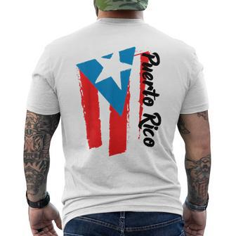 Puerto Rico Flag Hispanic Heritage Month Boricua Rican Retro Men's T-shirt Back Print | Mazezy