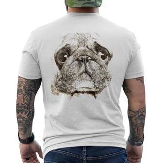 Pug Dog Animal Face Men's T-shirt Back Print - Monsterry