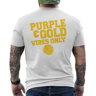 Purple Gold Game Day High School Volleyball Group Team Men's T-shirt Back Print - Monsterry