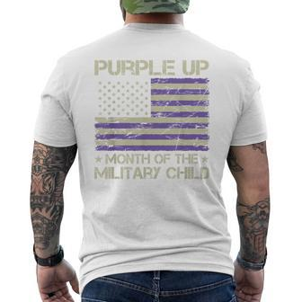 Purple Up Month Of The Military Child Us Flag Men's T-shirt Back Print - Monsterry