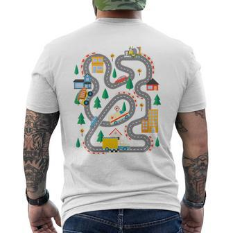 Racing Toy Car Race Track On Dad Fathers Day On Back Men's T-shirt Back Print - Thegiftio UK
