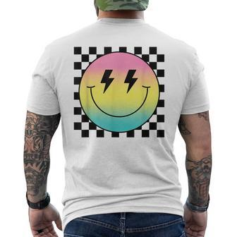 Rainbow Smile Face Cute Checkered Smiling Happy Face Men's T-shirt Back Print | Mazezy AU