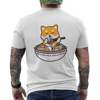 Ramen Kawaii Japanese Noodles Dog Eating Ramen Shiba Inu Men's T-shirt Back Print - Thegiftio UK