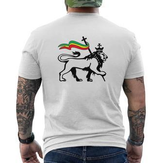 Rasta Lion Of Judah Rastafarian Reggae Lion And Christian Mens Back Print T-shirt - Thegiftio UK