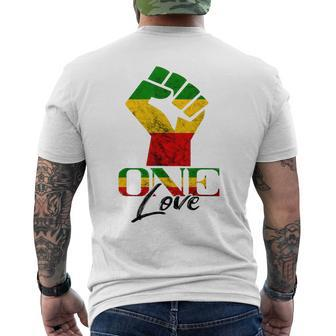 Rasta Reggae One Love Reggae Roots Handfist Reggae Flag Men's T-shirt Back Print - Monsterry CA